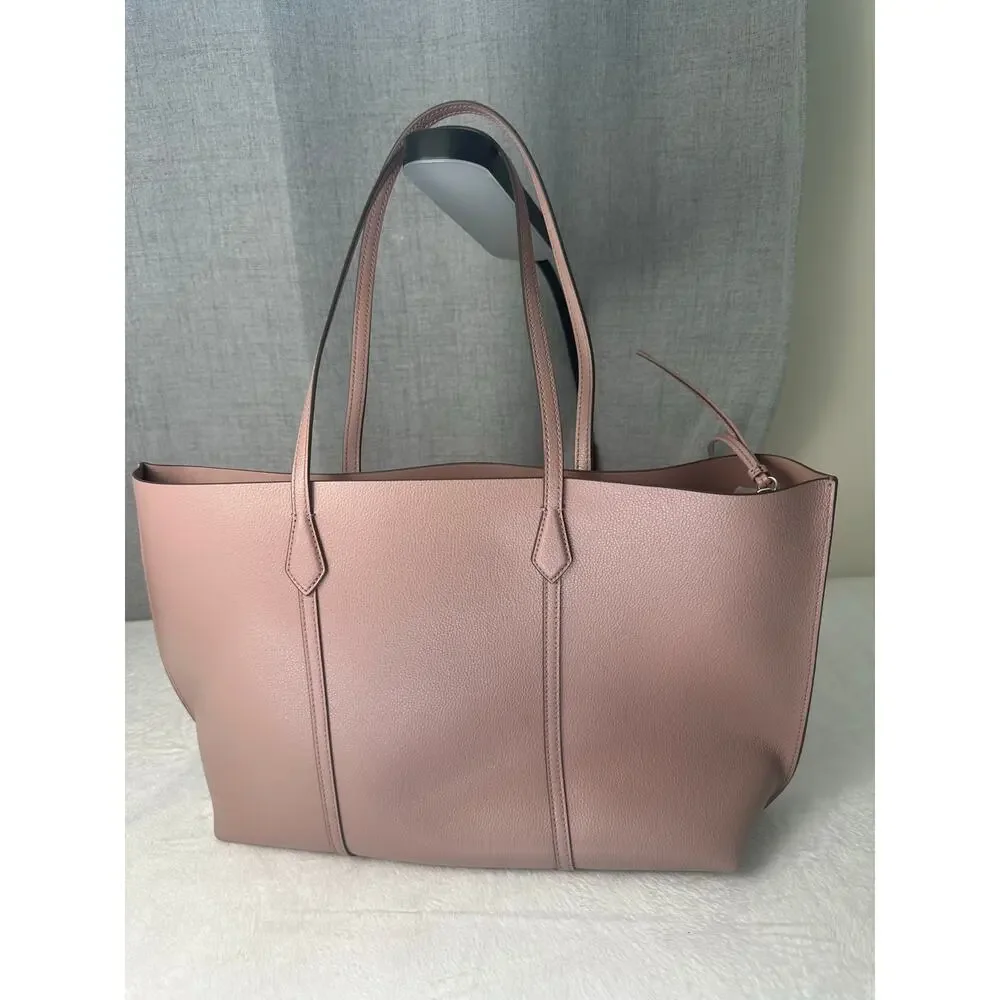 Tory Burch Perry Leather Large Tote Light Mauve‎ NWOT Classic Career